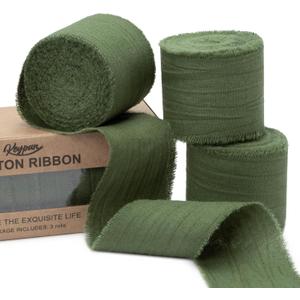 Hunter Green Ribbon 1-1/2 Inch x 15 Yards Crinkle Fabric Cotton Ribbons for Gift Wrapping Wedding Invites Bouquets Party DIY Crafts Home Decor