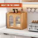 GHWIE Double Layer Bamboo Bread Box - Extra Large Farmhouse Bread Storage with Window (Natural)