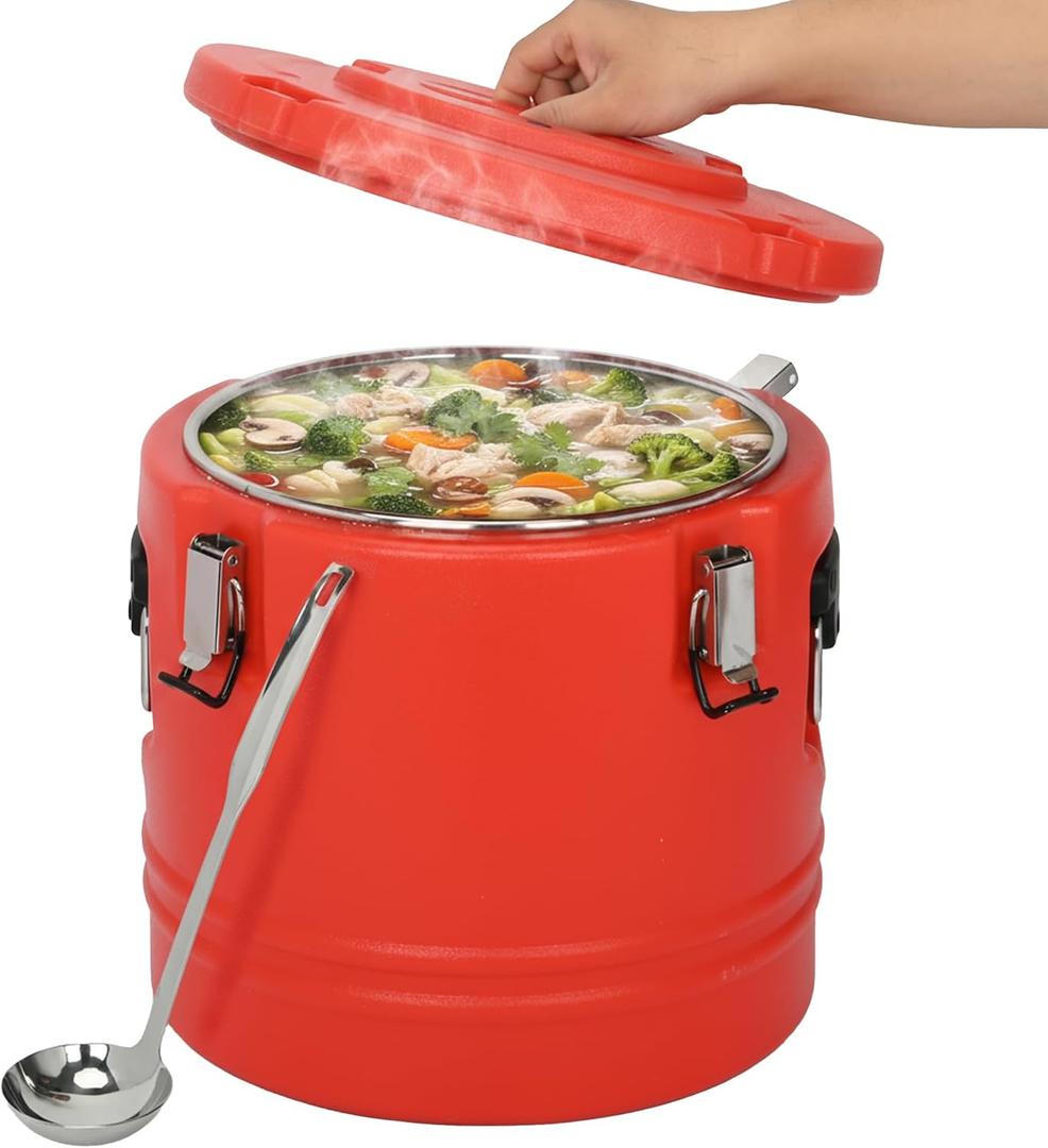 lesolar 21QT Insulated Soup Container Carrier with Spoon, 5 Gallon Portable Commercial Hot Box Food Warmer for Hot or Cold Food Large Insulated Barrel Cooler for Restaurant Canteen Home Party