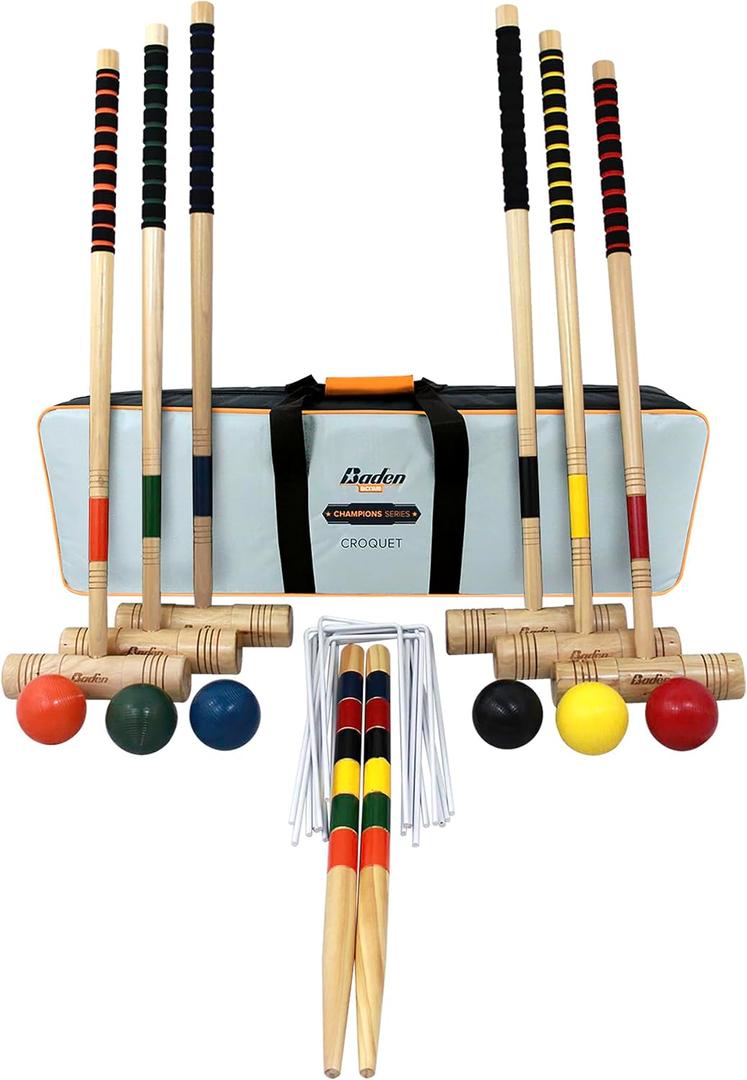Baden 6-Player Champions Croquet Set with Soft Grip Handles Medium