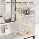 Suction Cup Shower Caddy, Removable Bathroom Organizer Shelf for Shower Storage, No Drilling Clear Square Shower Shelves, Large Capacity & Reusable, Home & Kitchen White