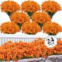ColoPlay 24 Bundles Artificial Mums for Outdoors/Indoors Faux Mums for Outdoor Planters, Fall Flowers Artificial for Decoration Garden Porch Window Box Home Wedding Farmhouse