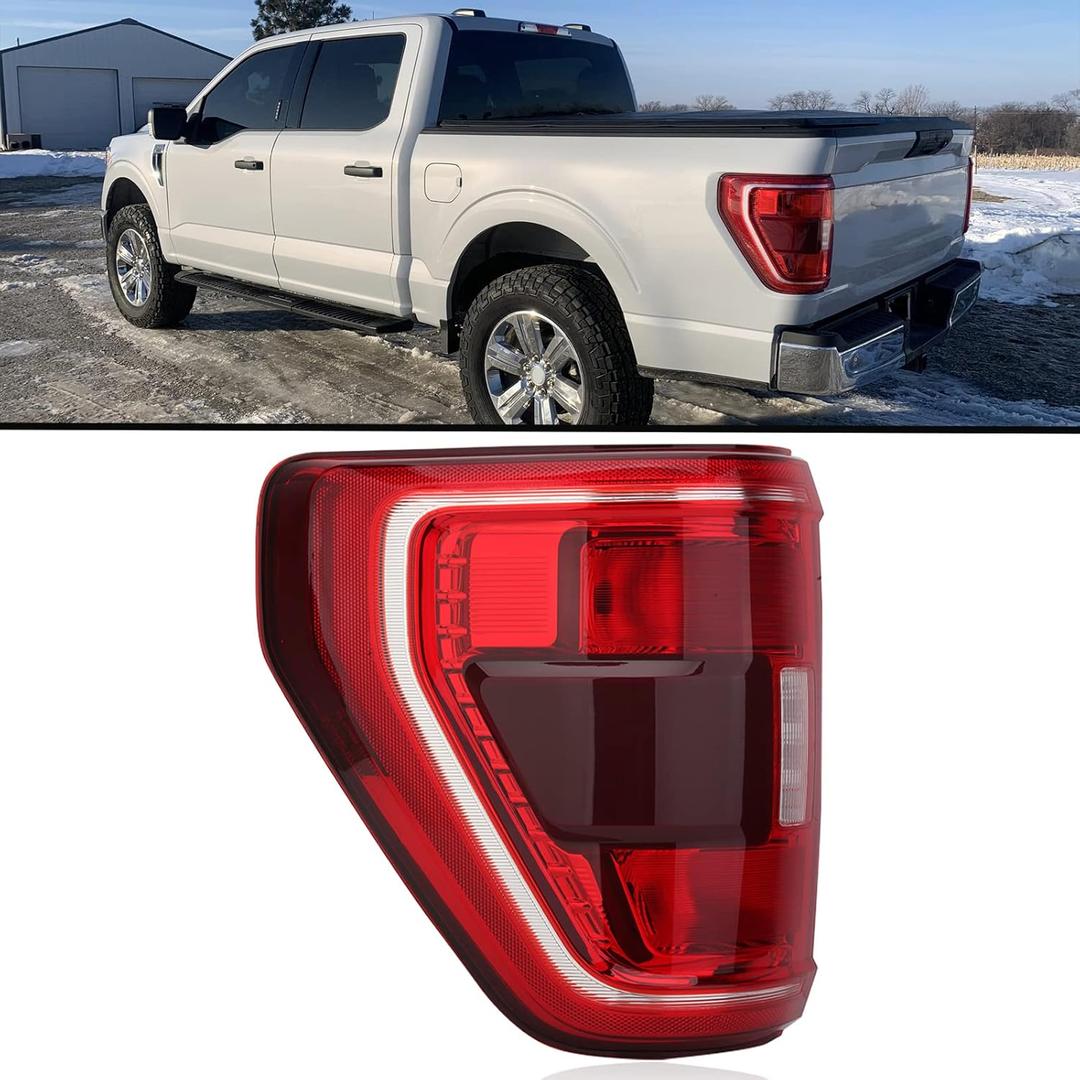 Tail Light Assembly For 2021 2022 2023 Ford F150 XLT Rear Brake Lamp Halogen Type Blind Spot Left Driver Side Replsce ML3Z13405C