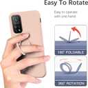 Compatible with Xiaomi Mi 10T Pro Case with Ring Kickstand Green,for Xiaomi Mi 10T Pro Phone Case Silicone Liquid with Soft Microfiber Lining Slim Shockproof Protective Cover (Pink)
