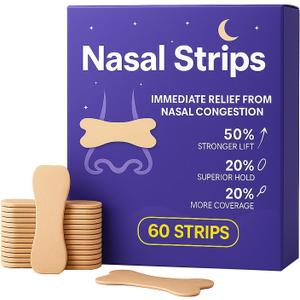 Extra Strength Nasal Strips for Snoring and Nasal Congestion Relief,Drug-Free Breath Better Nose Strips with Strong Adhesive,50% Stronger Lift,Clear Comfortable Design for Sensitive Skin,60 PCS