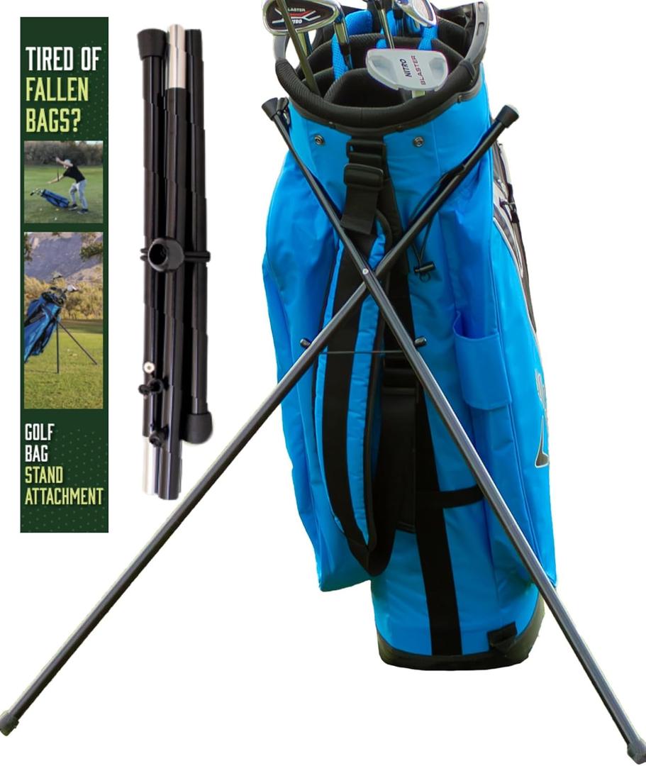 Golf Bag Stand Attachment Foldable Legs Only | Portable Attachable Stand | Legs Only | Golf Gifts for Mens Golfer Accessories | Preventing Cart Bag Falls & Club Damage (Black)