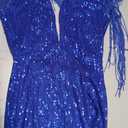 Vintage Timeless Classic Design Blue Casual Corner Designer Beaded Dress, Size L