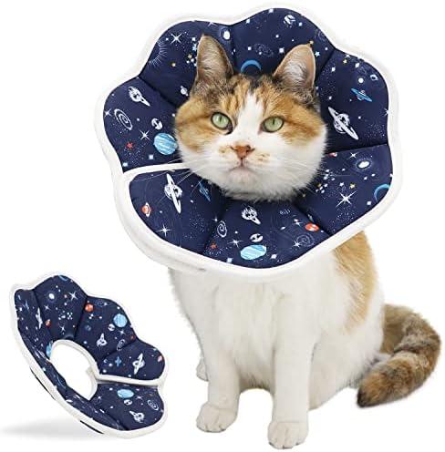 QIYADIN Soft Cat Cone, Adjustable Recovery Collar After Surgery to Prevent Licking Wound, Protective Cat Neck Cone, Comfortable Pet Elizabethan Collar for Cats Kittens and Puppies (S)