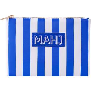 Striped Empty Mahjong Tiles Bag for 1.2 "(30mm) Standard Size American Mahjong Tiles, Waterproof Mahjong Tile Bag with Zipper, Mahjong Case, Case Only (04Dark Blue Stripes)