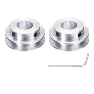 uxcell 2Pcs Single Groove Pulley, 16mm Fixed Bore 40mm Outer Diameter Aluminum Alloy Mechanical Belt Pulley with Hex Wrench for 6mm PU Round Belt