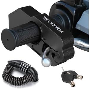 TOKCKYBL Motorcycle Lock, Heavy Duty Anti Theft Helmet, Brake and Handlebar Lock, Universal for Motorcycles, ATVs, Dirt Bikes, Mopeds，Scooters, Black