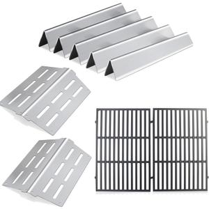Stainless Steel Flavorizer Bars, Heat Deflector and Cast Iron Grill Grates Replacement Parts for Weber Genesis 300 Series, 7620, 7622, 7524, E310 E320 E330 S310 S320 S330 EP310 EP320 EP330