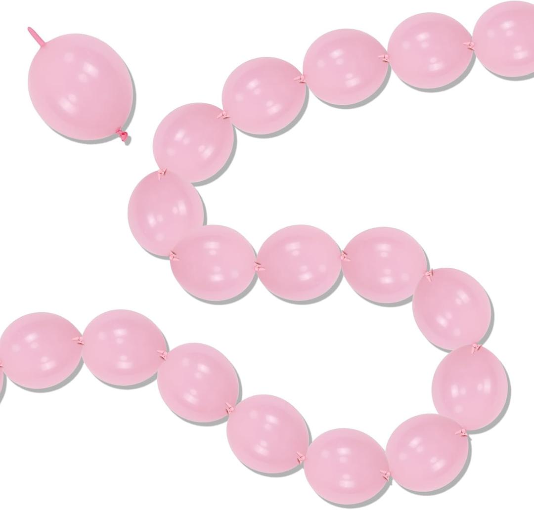 Pastel Pink Linking Balloons, 100PCS 6 Inch Small Baby Pink Link Balloons for Making Balloon Wall Heart Arch, Quick Linked Balloon for Girls Wedding Birthday Baby Shower Valentine's Party Decorations