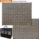 SAND MINE Waterproof Outdoor Rug 8x10 ft, Plastic Reversible Rug, Modern Area Rug, Large Floor Mat for Outdoors, RV, Patio, Backyard, Deck, Picnic, Beach, Camping, Black & Beige