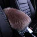 Frienda Furry Armrest Cover Auto Center Console Cover Car Soft Console Pad, Real Sheepskin Wool Soft Fluffy Auto Center Armrest Pad for Most Car Decoration Protector(Cameo Brown)