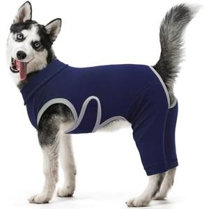 Kuoser Dog Surgery Recovery Suit, Professional Dog Surgical Suit for Back Legs, Soft Dogs Recovery Sleeve to Prevent Licking Biting Wounds, Dogs Onesie After Surgery Elbow Protector, Blue, Size: XL