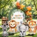 Honoson 4 Pcs Large 24" x 32" Safari Animals Cardboard Cutouts, Wildlife Jungle Party Yard Signs Decoration for Baby Shower Birthday Party Supplies Forest Camp Themed Lawn Classroom Decor