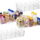 ClearSpace Plastic Pantry Organization and Storage Bins with Removable Dividers Perfect Kitchen Organization or Kitchen Storage Refrigerator Organizer Bins, Cabinet Organizers (4 Pack XL)
