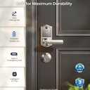 Veise Fingerprint Lock with Handle - APP Control, Smart Keypad Door Lock, Keyless Entry for Front Door, Electronic Digital Knob, Remote Grant, Satin Nickel, VE019