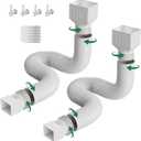 2 Pack Rain Gutter Downspout Extensions, Upgraded Flexible Drain Down Spout Extender for Rain Water Drainage, Each Extendable from 20" to 66", Combine to 10 ft with Connector(White)