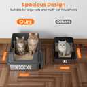 XXXXL Stainless Steel Litter Box with Lid,28.0" L 20" W 17" H Extra Large High Sided Cat Litter Box for Multi -Cats,Enclosed Metal Litter Box with Cat Scratcher and Scoop,Dark Gray