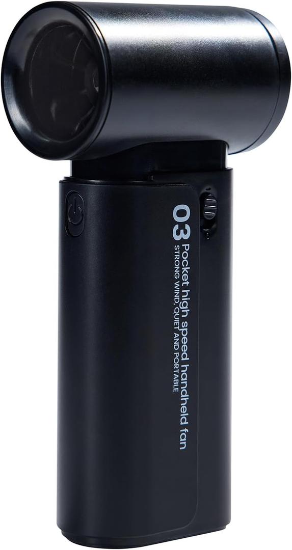 Turbo Handheld Fan 4000mAh, 12H Max Cooling 3-Speed Portable Mini Fan, Type-C Rechargeable Personal Pocket for Travel Outdoor Camping Fishing Home Office (Black)