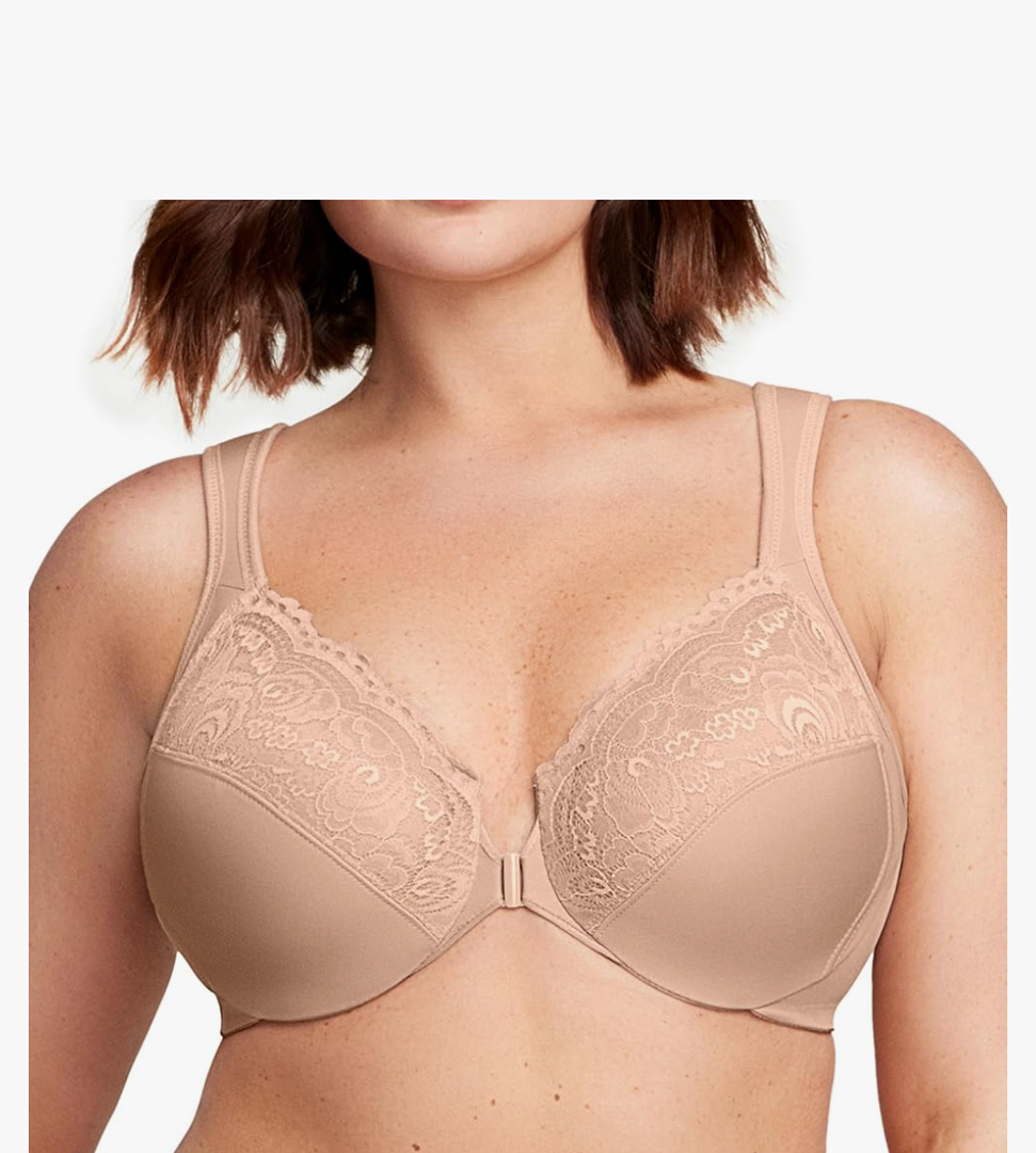 Glamorise Women's Wonderwire Front-closure Bra Underwire 34F