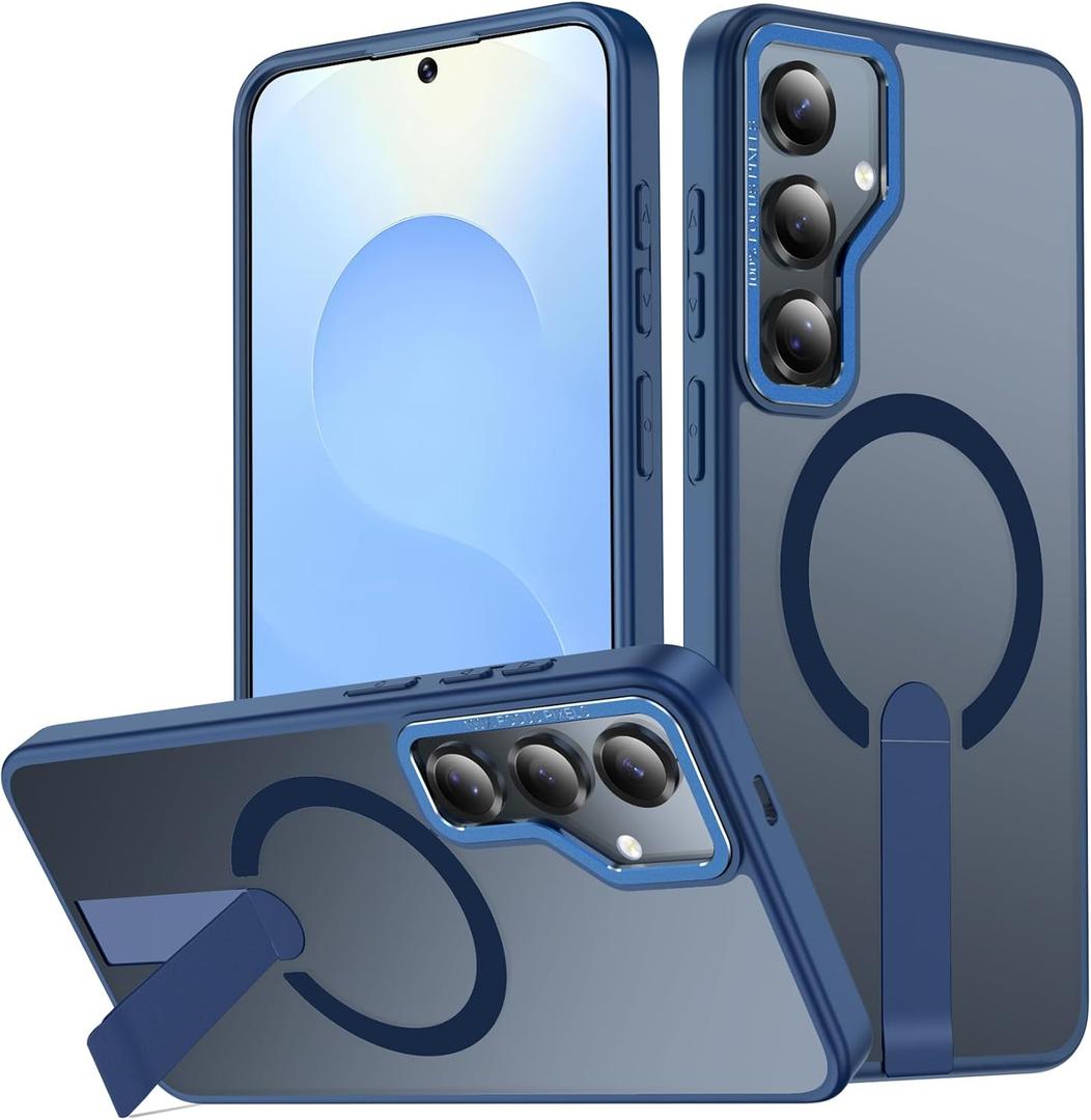 EMMTIPU Galaxy S25+ Plus Case with Stand, Compatible with MagSafe Wireless Charging, [Military Drop Protection] Non-Slip Shockproof Magnetic Phone Case Cover for Samsung Galaxy S25 Plus (Blue)