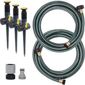 Melnor 65191AMZ Adjustable Spike Set Sprinkler Bundle, Green, Yellow (11.02 x 11.02 x 4.13 inches)