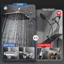 Veken Wide High Pressure Rain Shower Head with Handheld, Handheld Shower Heads with Multi Spray Modes, Rainfall Combo with 15" Metal Extension Arm,Detachable Dual Shower, Bathroom Decor,Chrome Silver