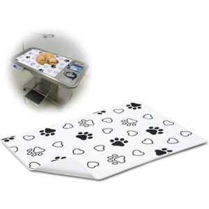 24x36 Inch Non-Slip Dog Grooming Mat for Table Dog Vet Mat Black and White Paw Print Pet Grooming Pad for Cat Pet Checkups Rehabilitation Bath, Waterproof and Easy to Clean