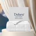 Delara Full/Queen Duvet Insert  White Cotton Comforter  100% Organic Cotton Shell and Filled All Season, Breathable, Lightweight with 8 Tabs  GOTS Certified