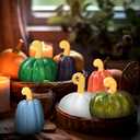 2 x Vicenpal 6 Pcs 1.18 Inch Fall Pumpkin Decor Figurines Mini Resin Thanksgiving Pumpkin Decor Table Rattan Fake Fall Crafts Multicolor Autumn Harvest Table Kitchen Centerpiece(Fresh Color)