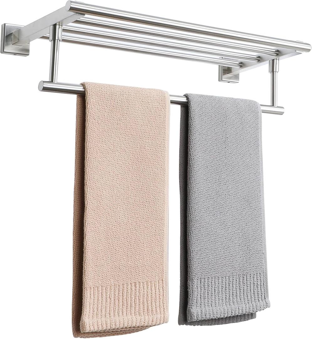 Alise 20 Inch Towel Racks for Bathroom Wall Mounted,Bathroom Towel Rack with Tower Bar,Double Towel Racks for Bathroom,SUS304 Stainless Steel Bathroom Towel Holder Brushed Nickel