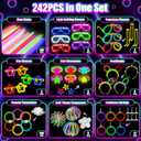 242PCS Glow Sticks, Glow in the Dark Party Favors Party Supplies for Adults Glow Sticks Bulk & Connectors Light Up Glasses Headbands Bracelets Necklace Earrings for football Birthday Wedding Patriotic