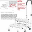 2 Step Stool with Handle & Wheels for Seniors, 400 lbs Capacity, Heavy Duty Bed Step for High Beds, Adjustable 5-Level Handrail, Non-Slip Wide Steps, Non-Skid Rubber Feet (White)