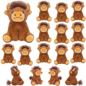 16PCS Mini Highland Cow Stuffed Animal Bulk 5.9" Realistic Scottish Plush Cow Toy Highland Cattle Plushies for Valentines Day, Birthday, Classroom Prizes, Home Decor & Gifts for Kids Adults