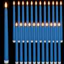Macarrie 24 Packs Flameless Taper Candles Battery Operated Fake 11 Inch Long Candle Light LED Flameless Candlesticks Flickering Tapered for Wedding, Halloween, Christmas (Blue)
