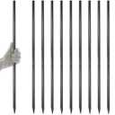 AAGUT Rebar Stakes 40 Inch 10 Pcs, 1/2" Heavy Duty Straight Ground Garden Stakes Landscpe Timber Spikes with Chisel Point End for Cement, Concrete Form, Plant Support, Black