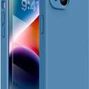 Miracase Designed for iPhone 14 Case with Screen Protector,[Upgraded Enhanced Camera Protection],Shockproof Liquid Silicone Case with Microfiber Lining, 6.1 inch,Capri Blue