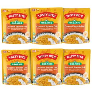 Tasty Bite Organic Coconut Squash Dal, 10 Ounce, Pack of 6, Ready to Eat, Microwavable Entree, Vegan BBD:01-31-27