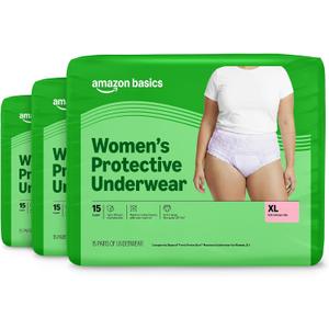 Postpartum Incontinence Underwear for Women, Maximum Absorbency, Leak Protection, Disposable, Odor Control, Comfortable, X-Large, Lavender, 45 Count (3 Packs of 15)