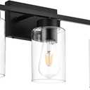 3-Light Bathroom Vanity Light, Modern Black Wall Lights with Clear Glass Shades, Bathroom Wall Sconce Lamp for Mirror Living Room Bedroom Hallway