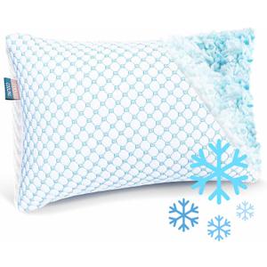 Nestl Cooling Kids Pillow for Sleeping 1 Pack, Luxury Shredded Memory Foam Pillows Kids Size, Adjustable Cold Gel Pillows for Hot Sleepers Supportive Cool Pillow for Side Back Stomach Sleepers (White)
