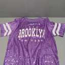 PORRCEY Juniors Short Sleeve Letter Print Sequin Funny Dress Shirts (Purple,M)