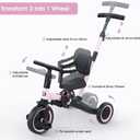 Newyoo Toddler Tricycle,Toddler Bike,Birthday Gifts and Toys for 1-3 Year Old Boys and Girls, Trike with Push Handle, Backrest and Safety Belt, Balance Bike, TR007, Pink