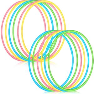 Sratte 12 Pcs Toy Hoop for Kid Detachable Adjustable Toy Hoop Colored Hoop Exercise Ring Plastic Circle for Kid Teen Gymnastics Dog Agility Equipment, Require Self Assembly(Fresh Color, 24 Inch)