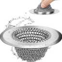 Sink Drain Strainer, Anti-Slip Flexible Chainlink Sink Strainer with 304 Stainless Steel, Upgraded Clog-Free Kitchen Sink Strainer, Easy-Clean Sink Catcher Strainer for Garbage Disposal