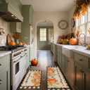 MEHOFOND Hello Pumpkin Kitchen Mats Set of 2, Fall Thanksgiving Decor Mat, Buffalo Plaid Farmhouse Autumn Harvest Pumpkin Thankful Holiday Absorbent Non Slip Anti Fatigue Rugs 17 x 29 and 17 x 47 in