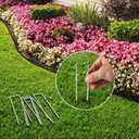 100 Pack Landscape Staples with Gasket Caps, 6 Inch Garden Stakes, U-Shaped Pins for Tube, Lawn Fence Pins for Landscape Fabrics Irrigation Tubing and Weed Barriers